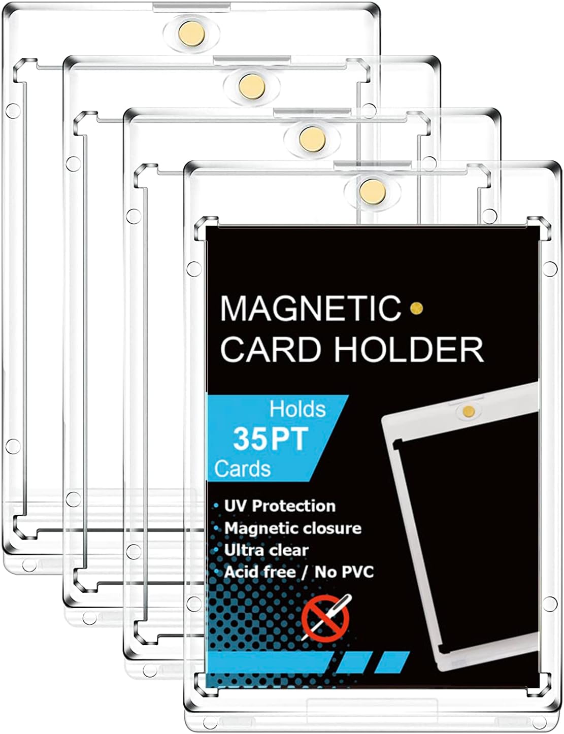 FFOGG Poker Loader, UV Protection, Magnetic Holder, 35pt Storage, Trading Card Case, Card Case, Yugioh Card Case, Poker Magnetic (4 Loaders)