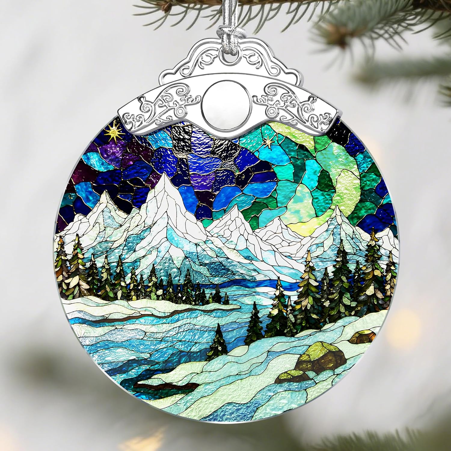 Adornos de Navidad de paisaje de montaña: adornos para árbol de Navidad, decoración navideña para alpinista, relleno de calcetines, ideas de regalo, regalos de Navidad y regalos para amantes de la