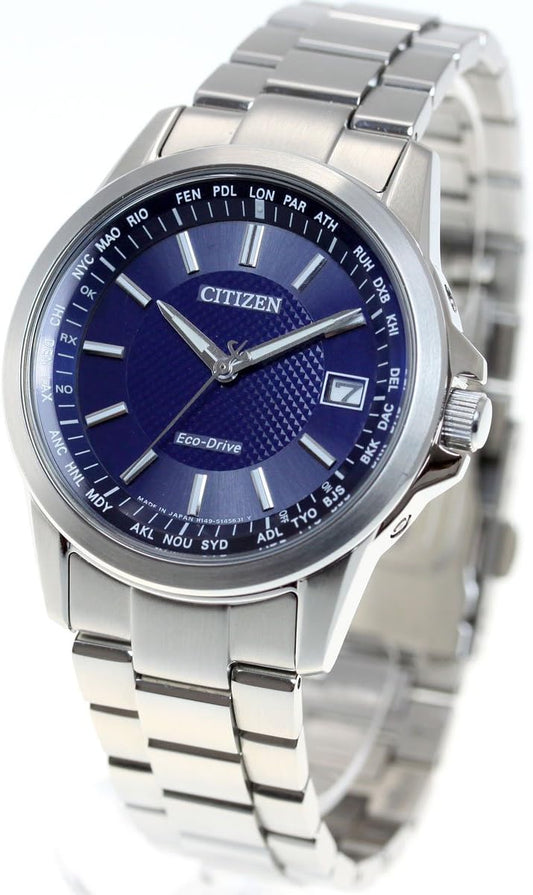 Citizen CB1090-59L Men's Eco-Drive Wristwatch, Direct Flight and Hand Display Type, Pair Model, Dial Color - Blue, watch