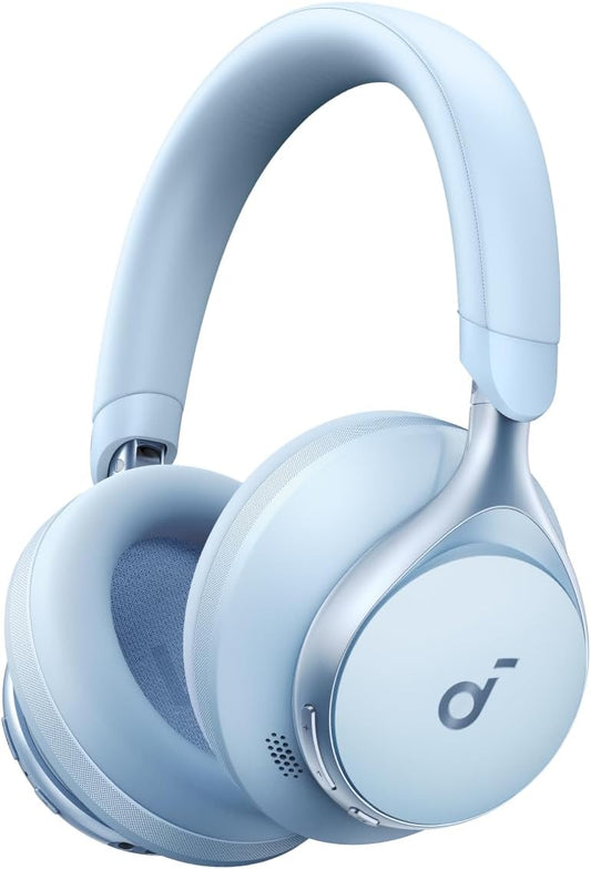 Anker Soundcore Space One (Bluetooth 5.3 Wireless Headphones) Ultra Noise Cancelling 2.0 / Up to 55 Hours Music Playback / LDAC / High Resolution Support (Wireless/Wired), Multi-Point Compatible, External Sound Capture, Built-in Microphone, Blue