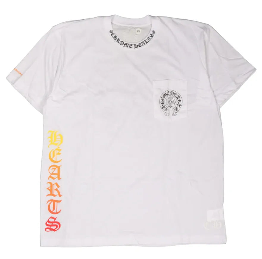 CHROME HEARTS 'COLLAR LOGO' HORSESHOE POCKET GRADIENT VERTICAL LOGO TEE