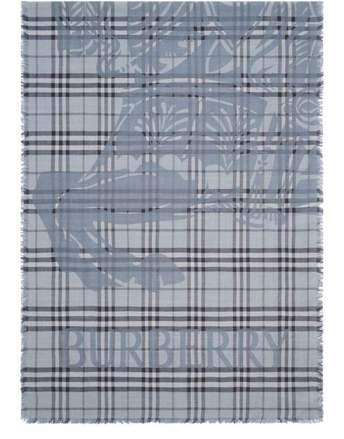 BURBERRY Check EKD wide wool and silk scarf - Image 1
