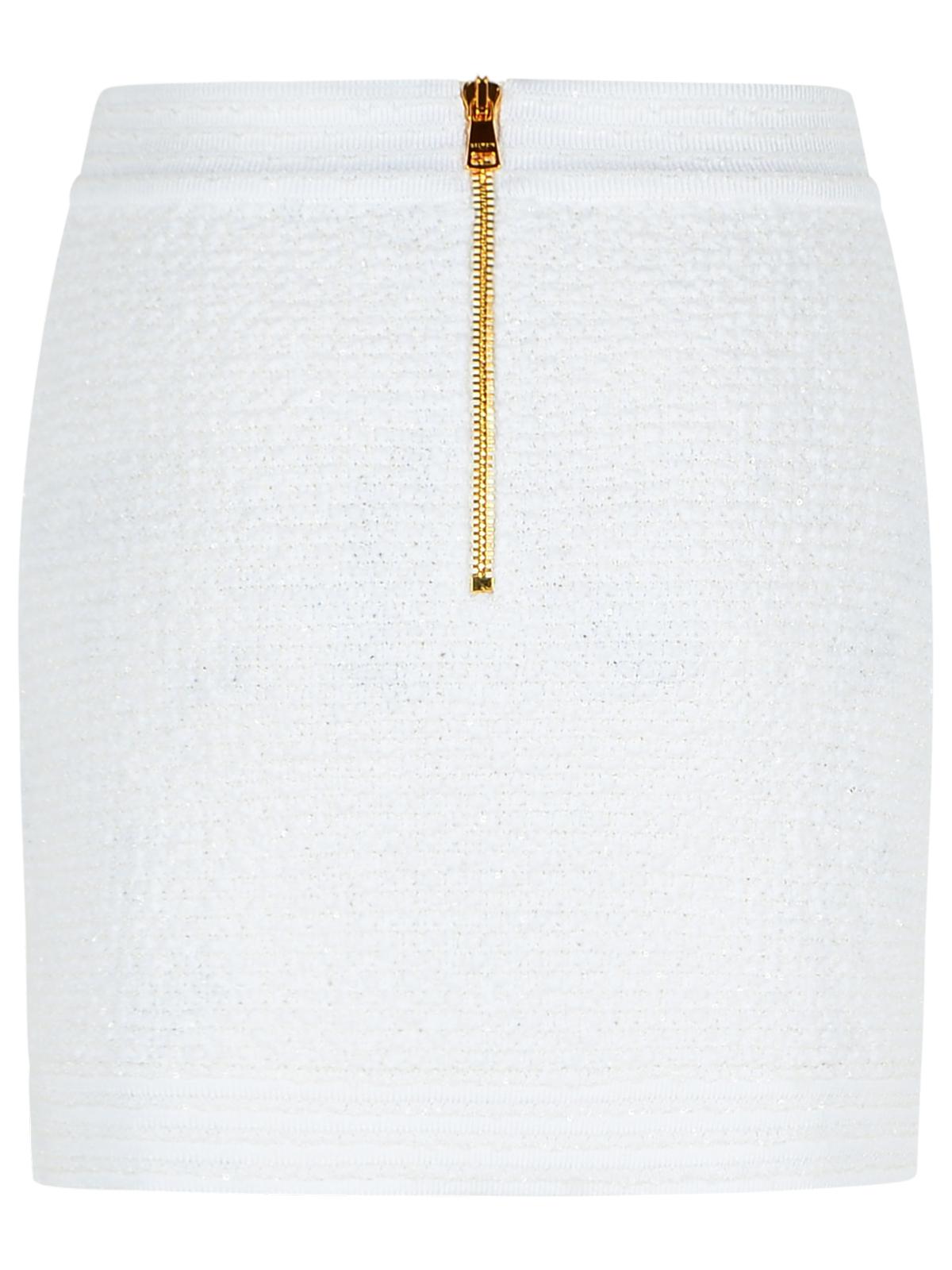 Balmain バルマンホワイトコットンブレンドミニスカート - Image 1