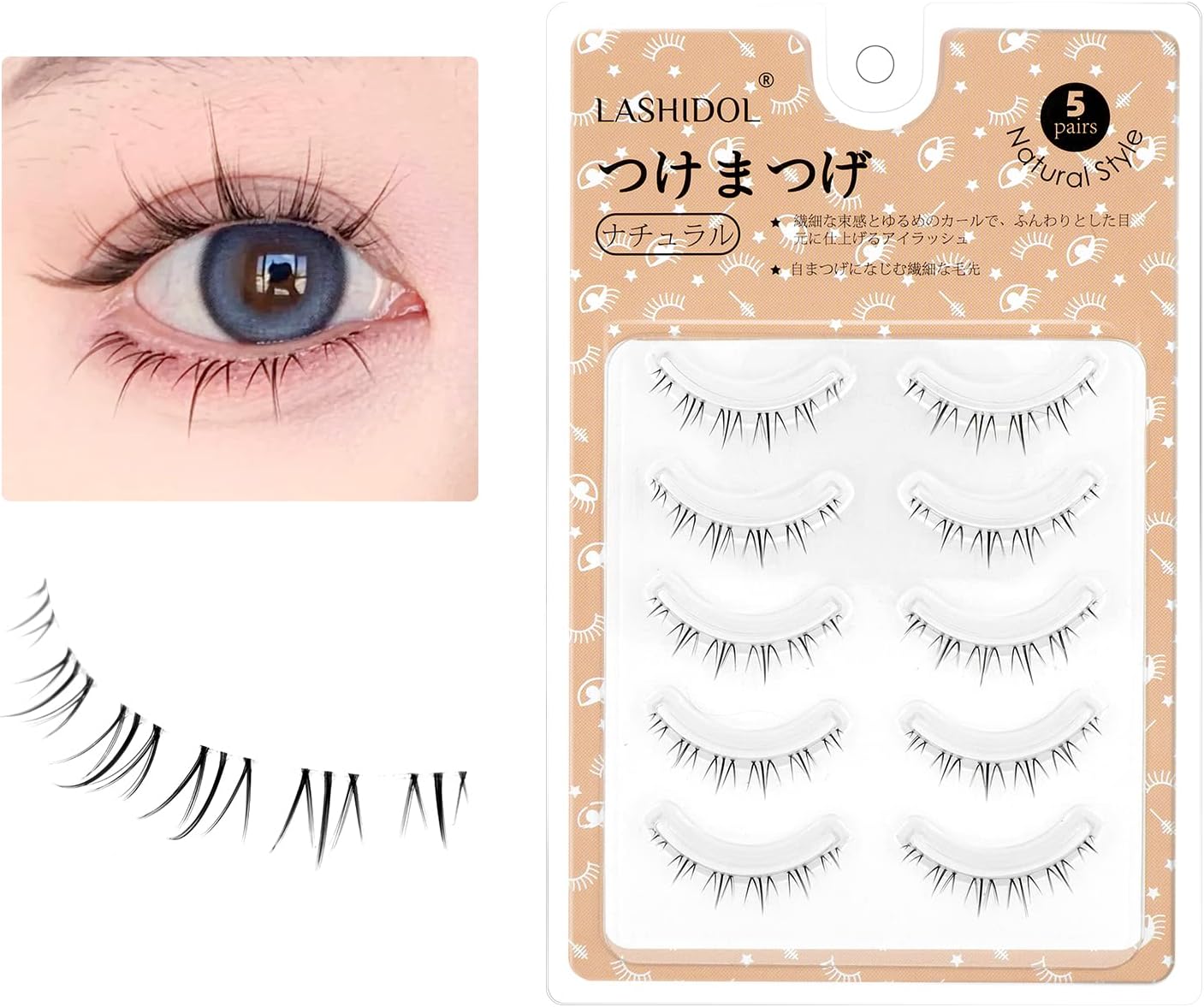 LASHIDOL False Eyelashes, Natural Eyelashes, Lower Eyelashes, False Eyelashes, Lower Eyelashes, Thin Transparent Axis Handmade False Eyelashes, Natural (bottom lash no.04)