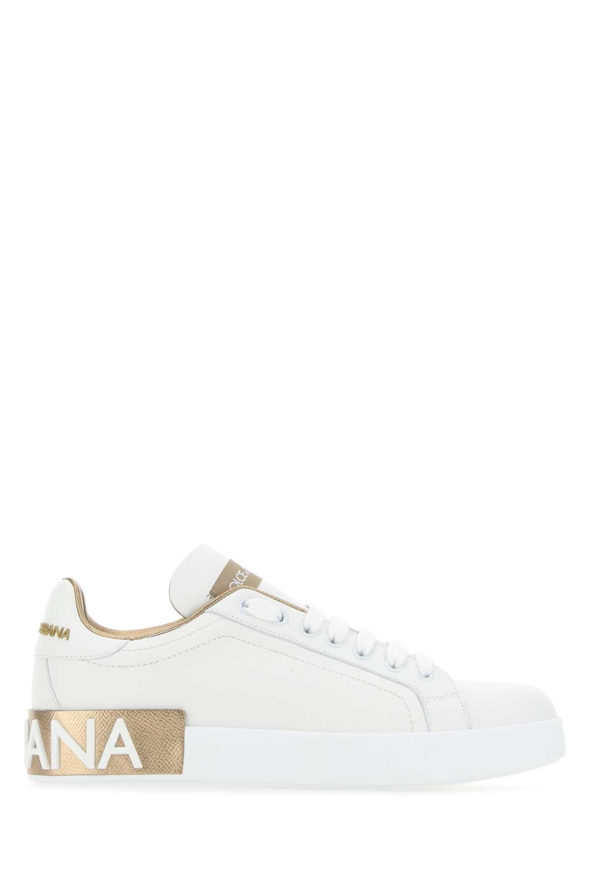 Dolce  Gabbana Dolce＆Gabbana White Nappa Leather Portofinoスニーカー - Image 1