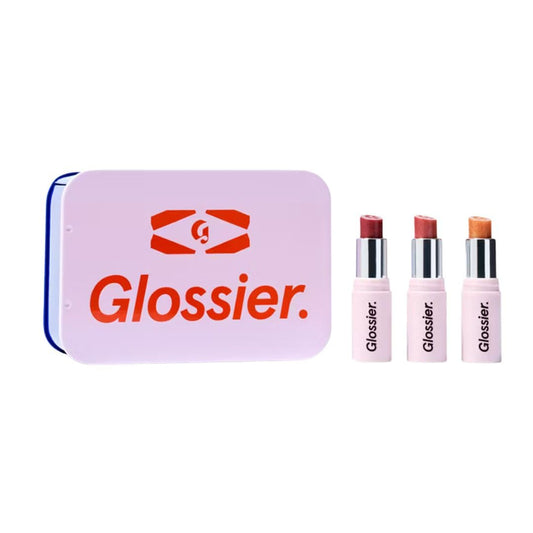Glossier Mini Ultralip Trio Holiday Gift Set: Pony+, Villa+, Trophy - Lápiz labial hidratante de alto brillo Minis 0.16 oz