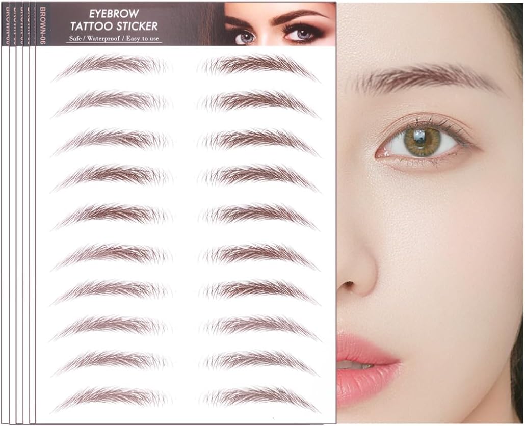 HIYE 60 Pairs 6d Eyebrow Eyebrow Tint Eyebrow Seal Natural Easy Eyebrow Natural Time-saving Permanent Makeup Elegance Eyebrow Stamp Symmetrical Women Men Eyebrow Tint Never Fade Black Brown Unisex