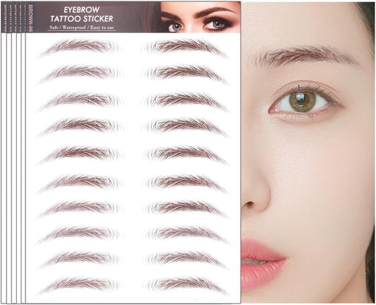 HIYE 60 Pairs 6d Eyebrow Eyebrow Tint Eyebrow Seal Natural Easy Eyebrow Natural Time-saving Permanent Makeup Elegance Eyebrow Stamp Symmetrical Women Men Eyebrow Tint Never Fade Black Brown Unisex
