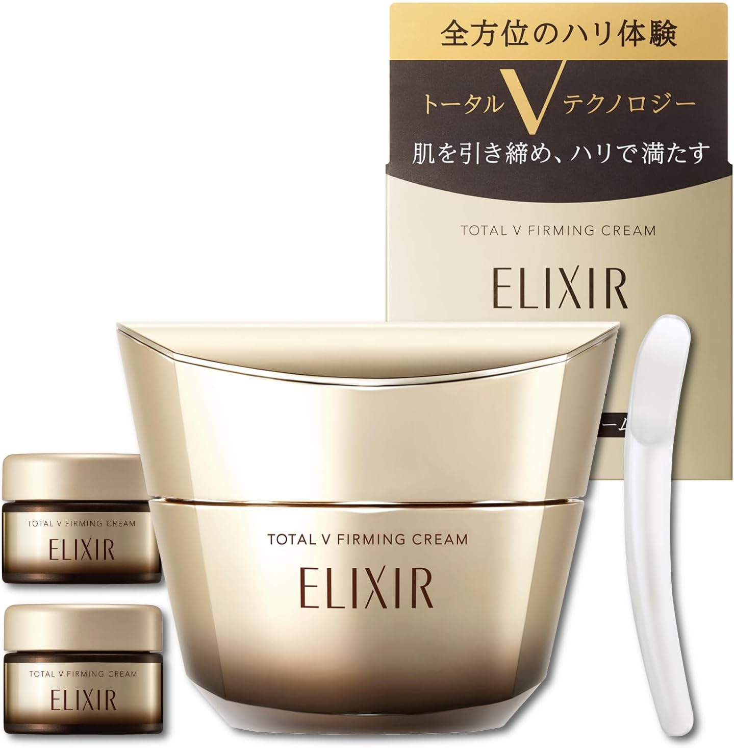ELIXIR Total V Firming Cream, 1.8 oz (50 g) + 0.4 oz (10 g), Emulsion Lotion, Cream, Omnidirectional Hari, Aging Care, Shiseido