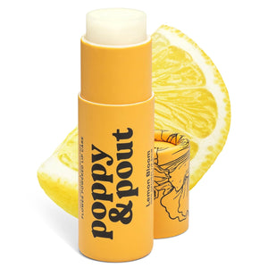 Poppy & Pout Bálsamo labial totalmente natural, tubo de cartón de 0.3 onzas, relleno a mano, cera de abejas, vitamina E, aceite de coco orgánico, libre de crueldad (flor de limón)