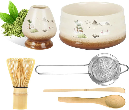 YTCYKJ 6-piece Set, Matcha Set, Japanese Tea Set, Matcha Kit, Matcha Whisk Set, Matcha Whisk Set, Matcha Product, Matcha Rice Bowl, Chasen, Chasen, Chasen Restoration, For Beginners, Matcha Starter