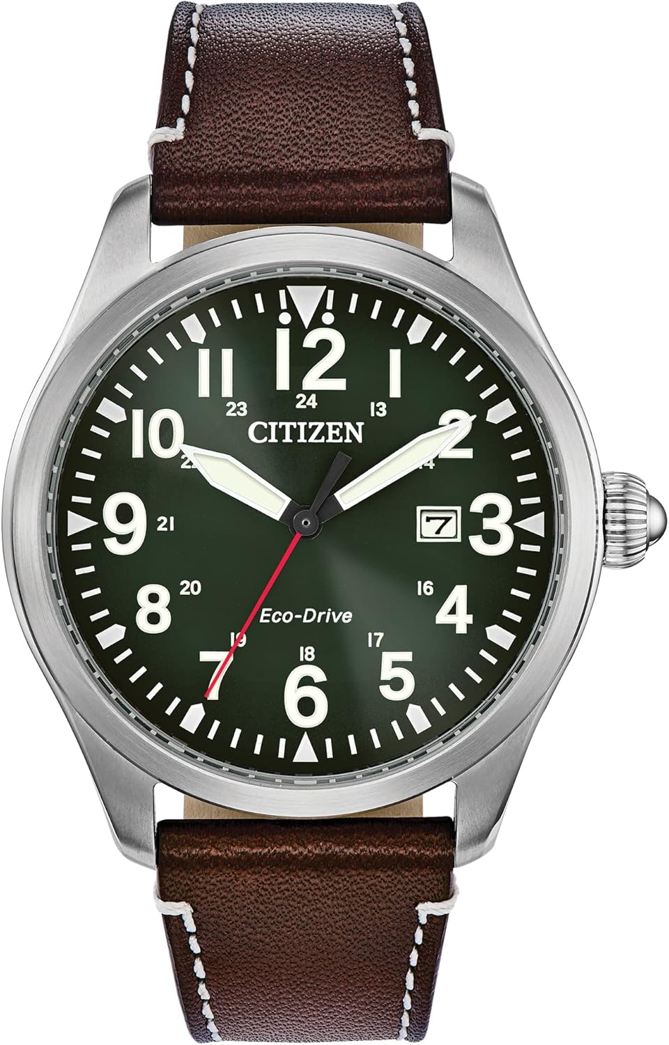 [Parallel import goods] Citizen Eco-Drive Chandler BM6838-09X Wristwatch Men's Reverse Import Military Analog Solar Green Brown Leather Belt Overseas Model