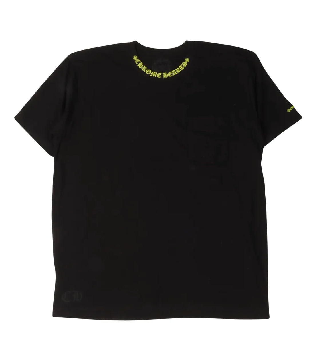 CHROME HEARTS 'YELLOW NECK LOGO' BLACK TEE