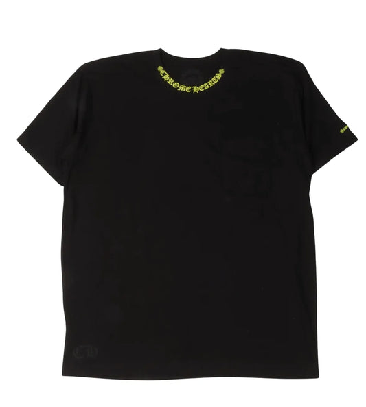 CHROME HEARTS 'YELLOW NECK LOGO' BLACK TEE