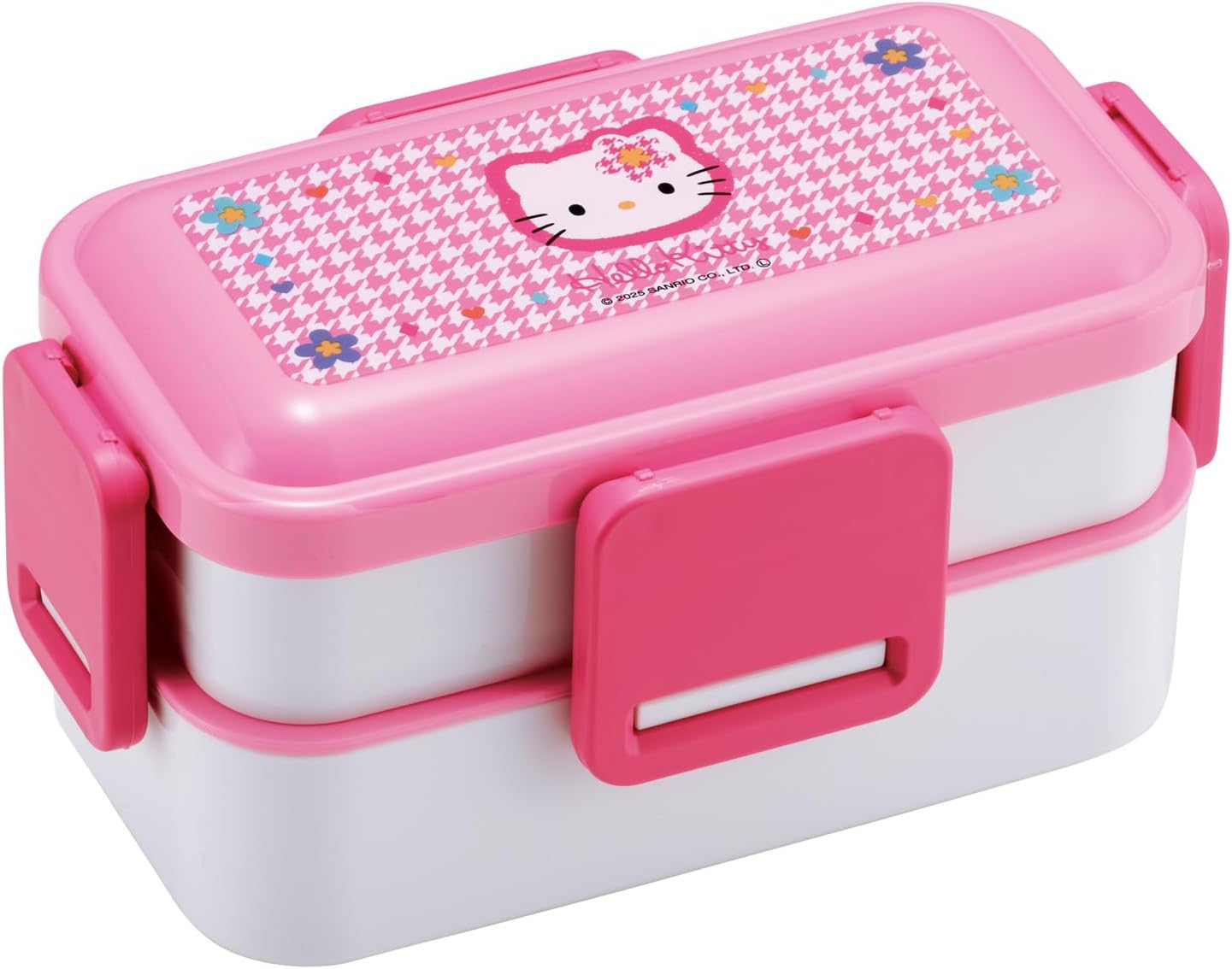Skater PFLW4AG-A 2-Tier Lunch Box, 20.3 fl oz (600 ml), Women's, Made in Japan, Fluffy Dome Lid, Dishwasher Safe, Microwave Safe, Sanrio Hello Kitty Kaohana