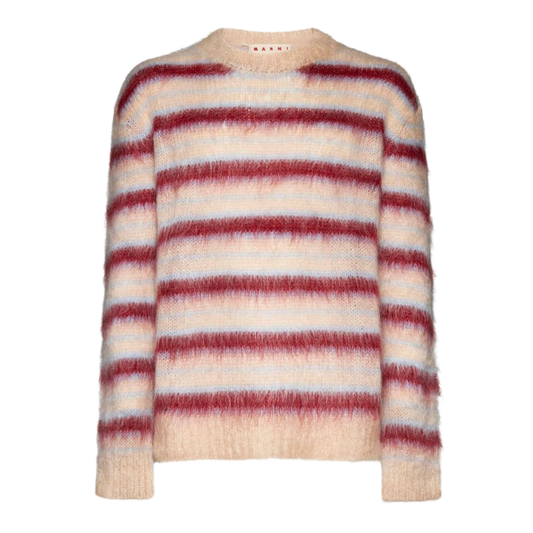 MARNI 'NEUTRAL TAN' MOHAIR STRIPE SWEATER