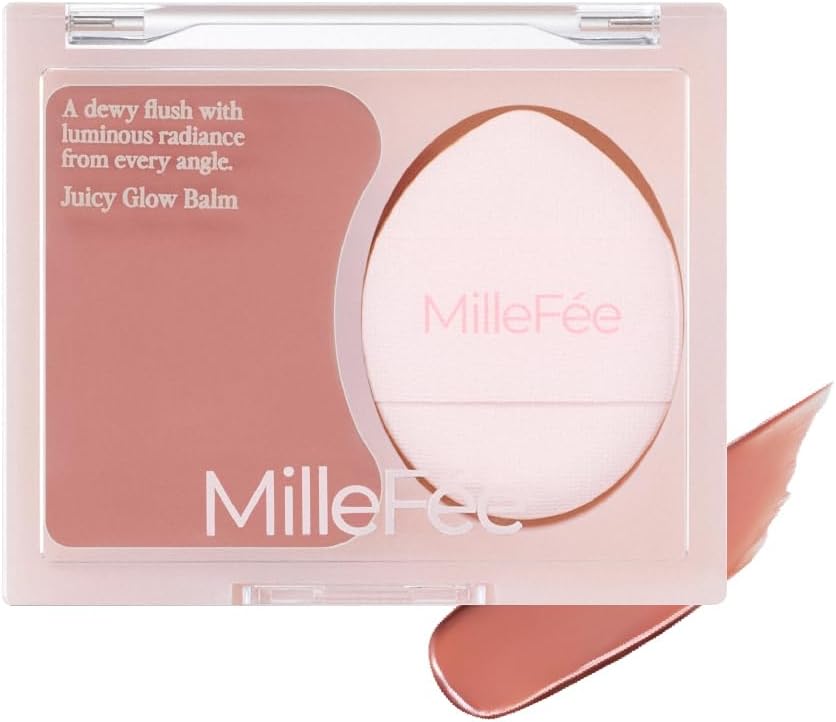 Milfie Juicy Glow Balm, Cheek 04, Petal Beige, Cream, Face Color, Bloody Highlights, Glossy, Finger Puff Included, Beige, Mocha, Yebe, Transparent, High Color Oil