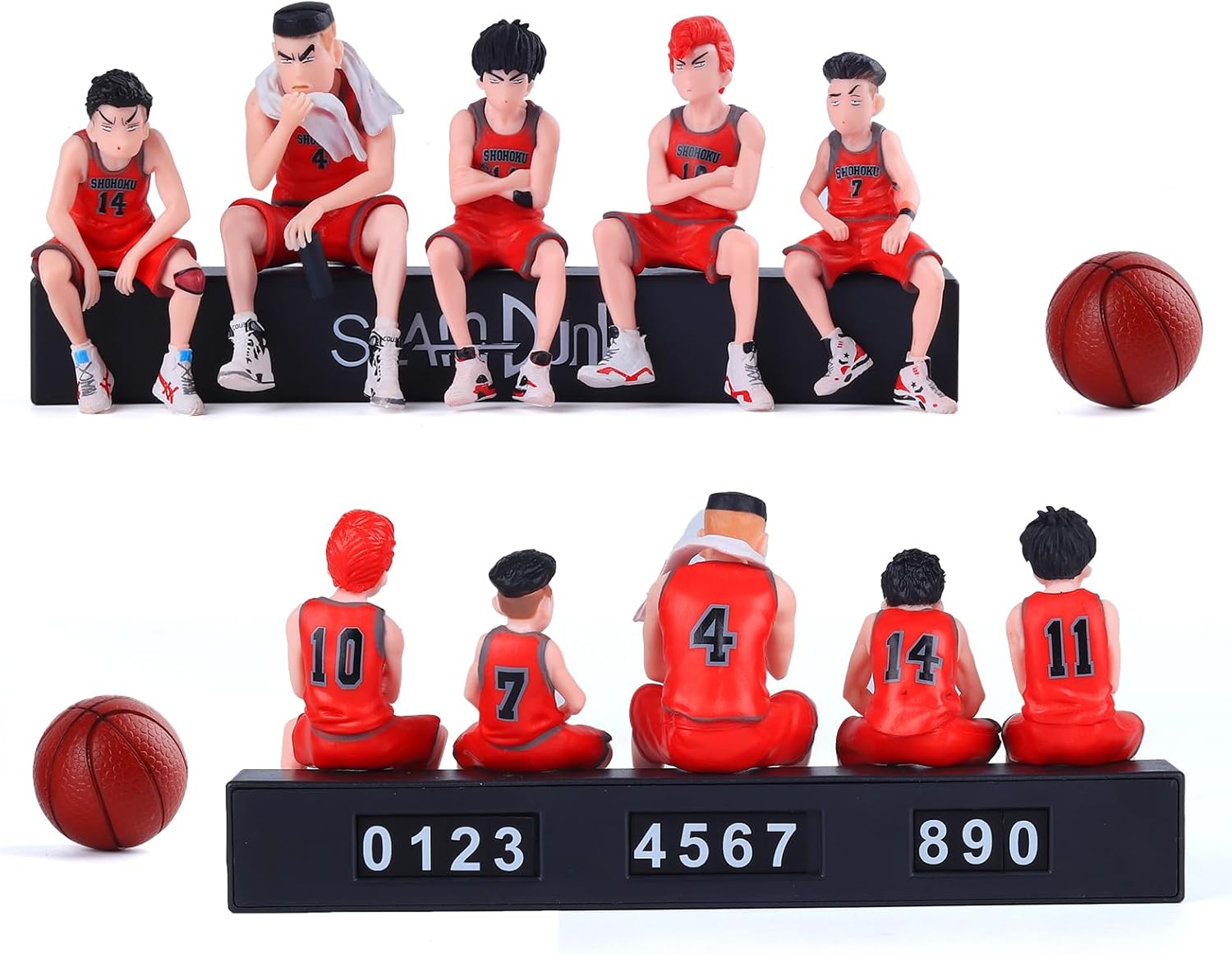 KRGNPLE Sakuragi Hanamichi Kaede Rukawa Ryota Miyagi Hisashi Mitsui Takanori Akagi Slam Dunk Figure Car Accessories (Design: Trumpet Parking Set, Total of 5)