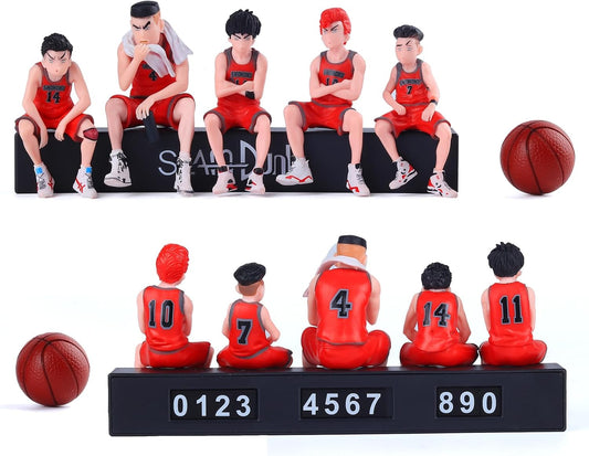 KRGNPLE Sakuragi Hanamichi Kaede Rukawa Ryota Miyagi Hisashi Mitsui Takanori Akagi Slam Dunk Figure Car Accessories (Design: Trumpet Parking Set, Total of 5)