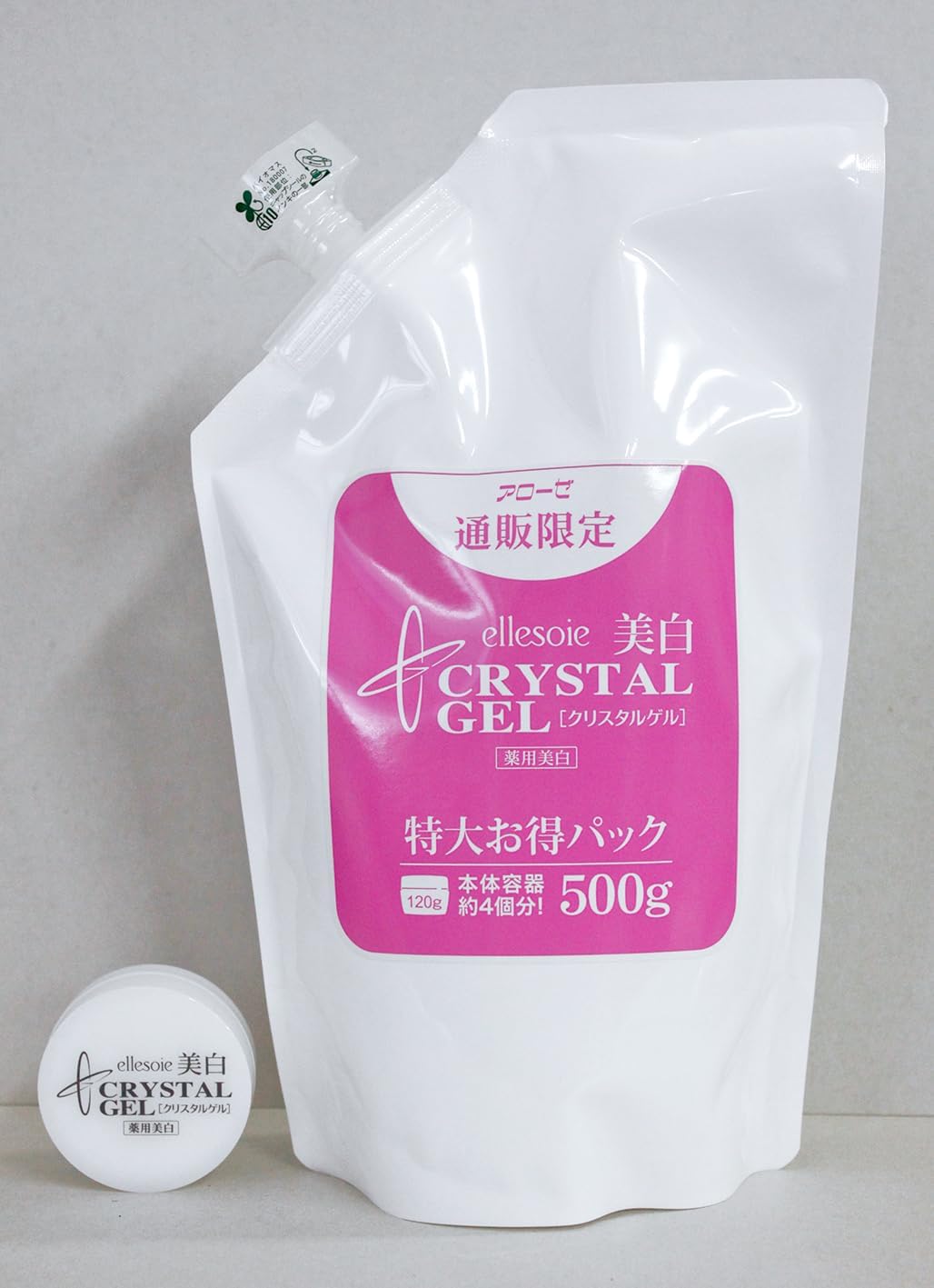 Ellesoie Crystal Gel S, Refill 17.6 oz (500 g), Storage Cap Included + 0.4 oz (10 g) (Portable Bonus), Medicated Whitening All-in-One Set