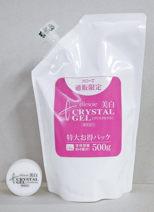 Ellesoie Crystal Gel S, Refill 17.6 oz (500 g), Storage Cap Included + 0.4 oz (10 g) (Portable Bonus), Medicated Whitening All-in-One Set