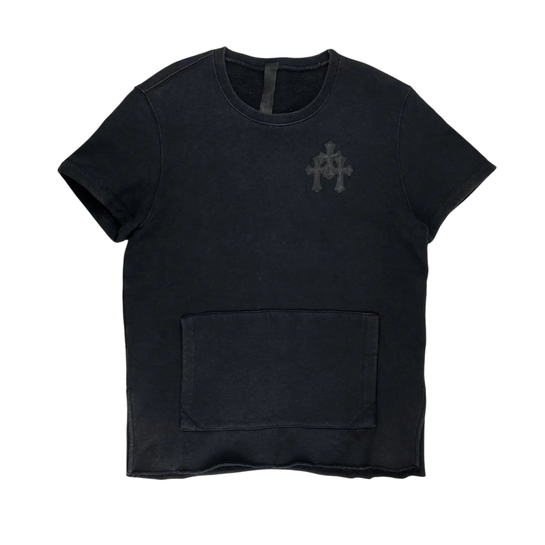 CHROME HEARTS TRIPLE CROSS LEATHER PATCH CUTOFF CREWNECK