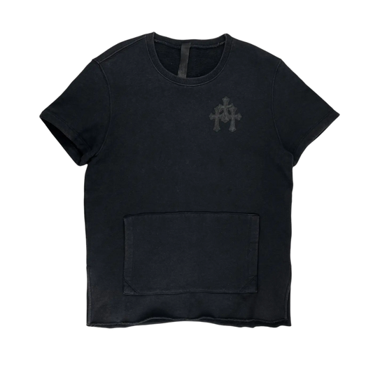 CHROME HEARTS TRIPLE CROSS LEATHER PATCH CUTOFF CREWNECK