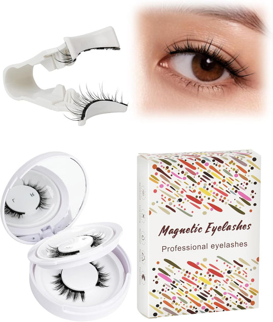 LZM Magnetic Eyelashes, Magnetic False Eyelashes, For Thin Makeup, Fluffy, Reusable, Magnetic, Easy to Apply, No Adhesive, For Commuting to Work or Travel
