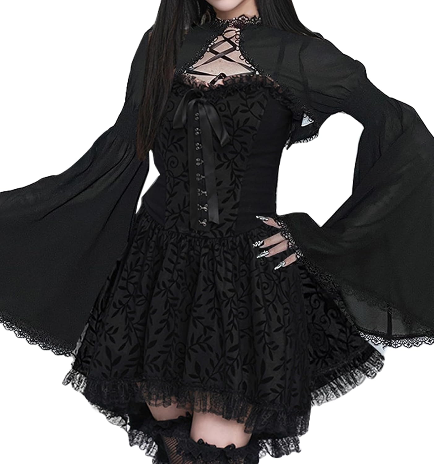Women's Halloween Cosplay, Mine Type, Gothic, Mass Production, Dress, Blouse, Costume, Costume, Witch, Vampire, Devil, Adult, Party, Event, Christmas