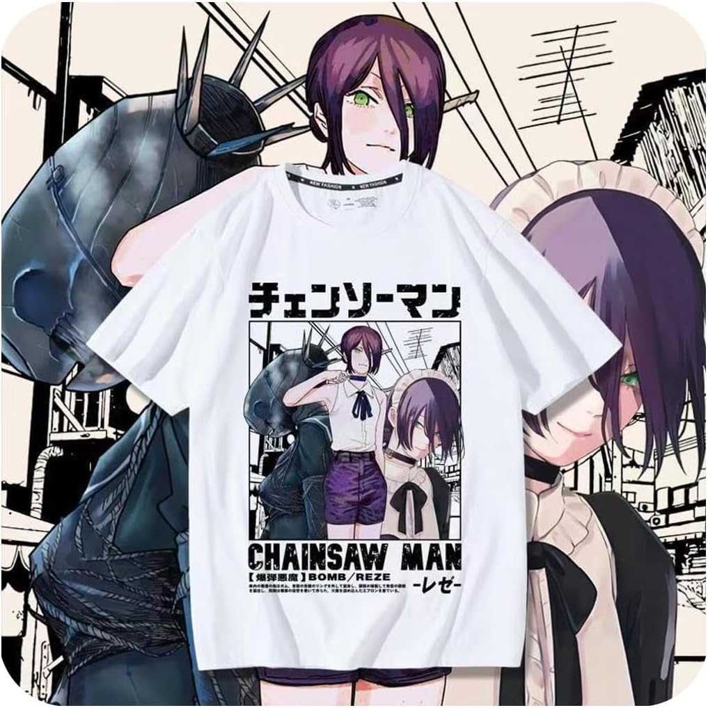 FRADSDBU Chainsorman Merchandise, T-Shirt, Summer Clothing, Short Sleeve, Sports & Outdoors, Lesee, Men's, Large Sizes, Cosplay, Quick Drying, Comfortable, Lightweight, Big Silhouette, Oversized Size