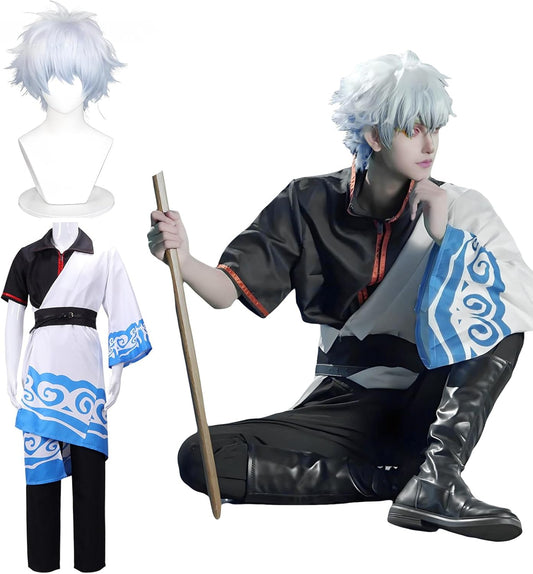 [Shinpei Ryohin] Gintama Cosplay with Wig Kamui Sakata Gintoki Hijikata Toshiro Okita Sougo Katsura Kotaro Kagura Cosplay Costume Yato Clan Shiroyasha Adult Costume Anime Costume Halloween Christmas