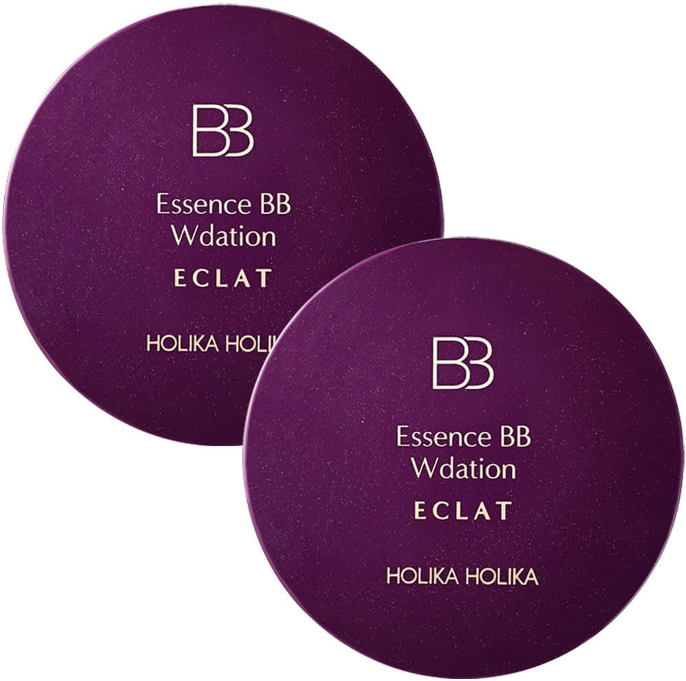 Holika Essence BB W Station Echra, 0.6 oz (18 g), Set of 2 SPF50+ PA++ Holika Wdation Foundation, BB Cream, Light Reflective, Korean Cosmetics