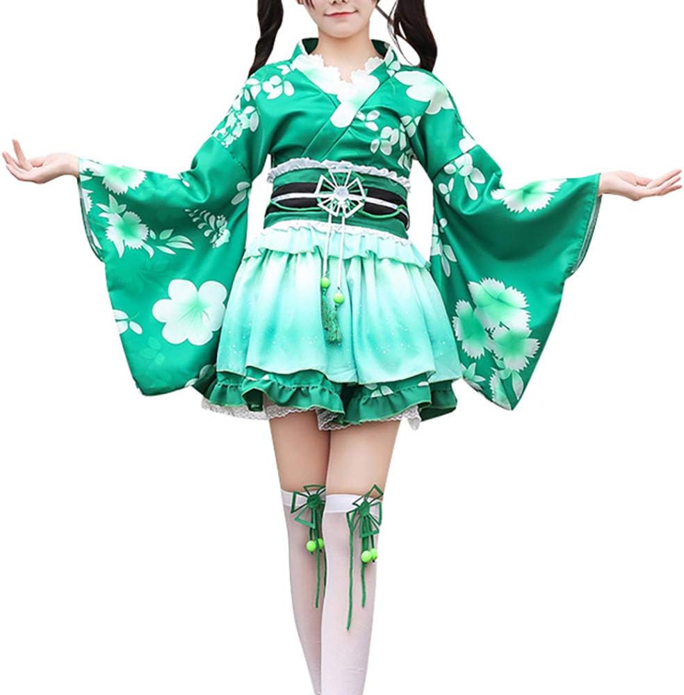 Japanese Traditional Kimono, Anime Cosplay Costume, For Women, Short Kimono, With Obi, Gothic Lolita, Yukata, Dress, Maid Outfit, Costume