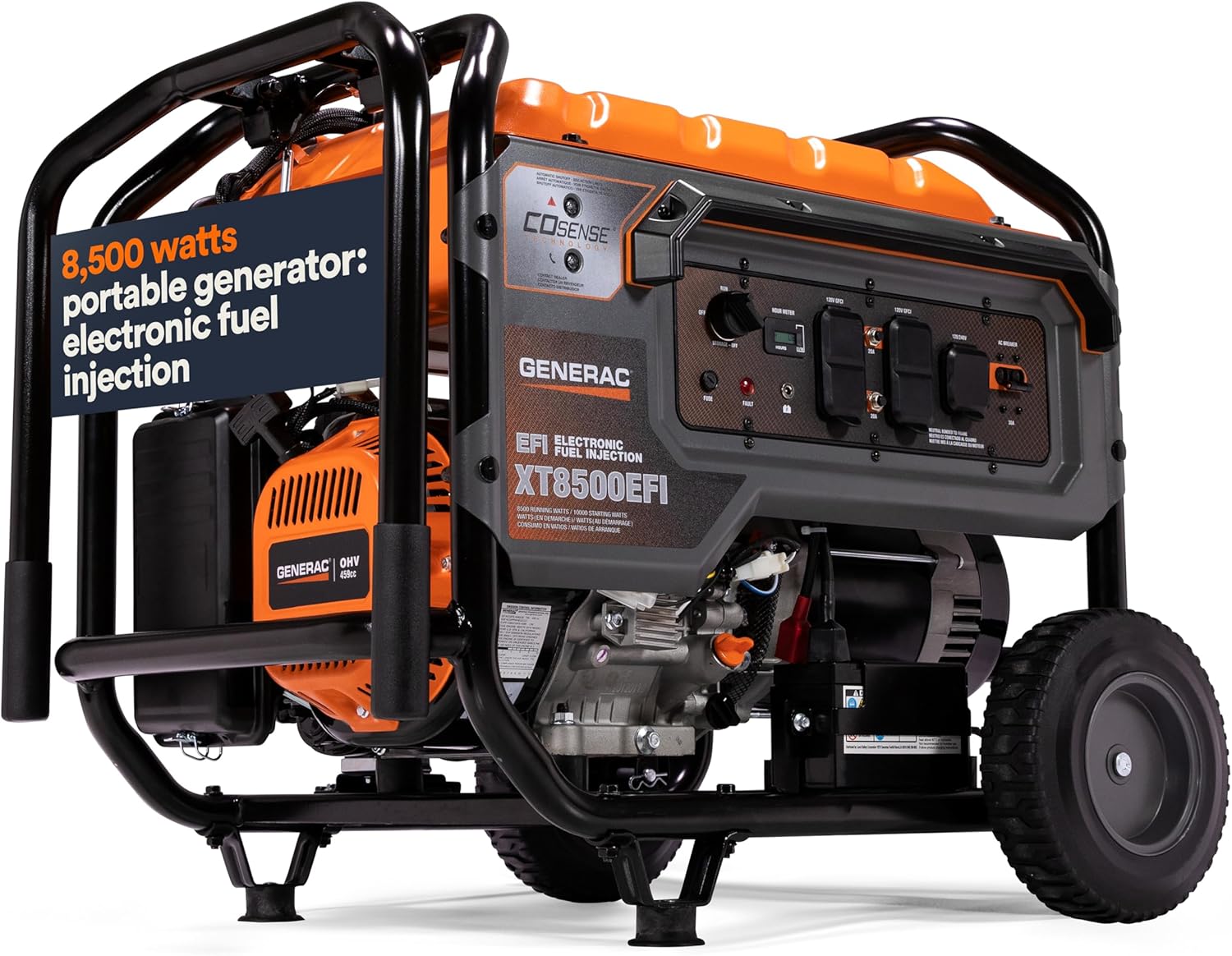 Generac 7247 XT8500EFI 8,500 Watt Gas-Powered Portable Generator - Powerful Electronic Fuel Injection Engine - COsense Technology - Perfect for Emergency Backup Power and Field Use - CARB Compliant
