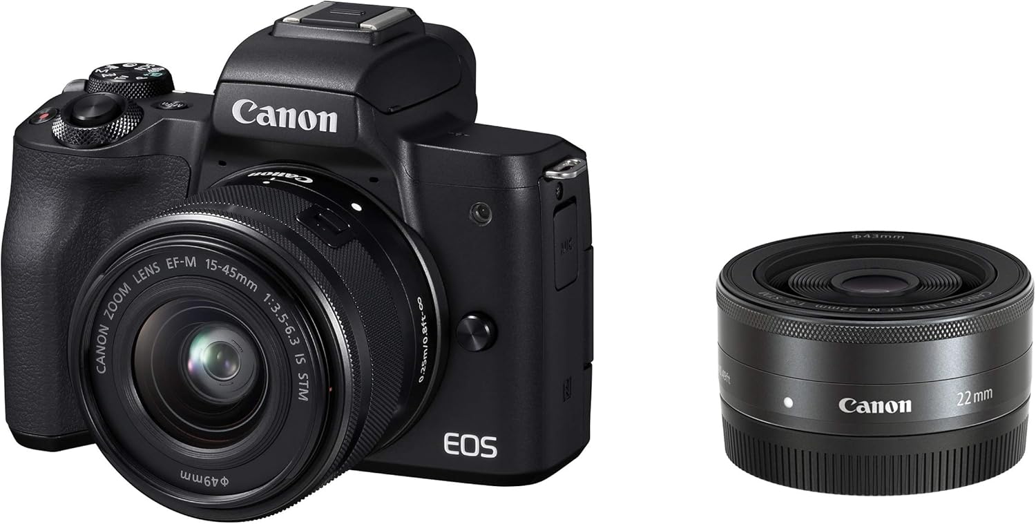 Canon EOSKISSMBK-WLK EOS Kiss M Mirrorless Digital Camera Double Lens Kit, Black