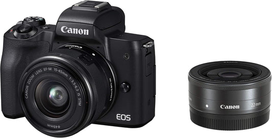 Canon EOSKISSMBK-WLK EOS Kiss M Mirrorless Digital Camera Double Lens Kit, Black