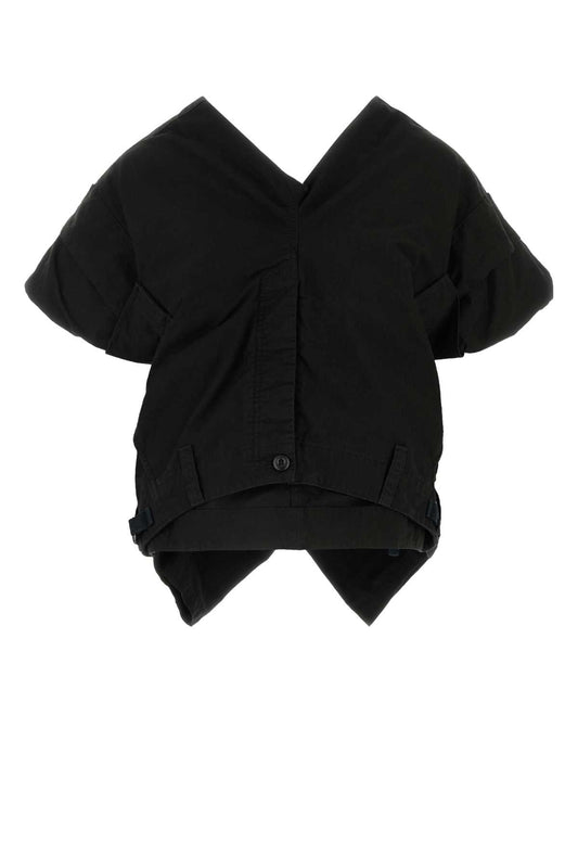 Balenciaga バレンシアガブラックコットンブレンドトップ - Image 1