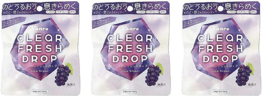【まとめ買い】 クリアフレッシュドロップ グロウグレープ 15g 小袋 のど飴 ミントキャンディ リフレッシュキャンディ (3袋)
