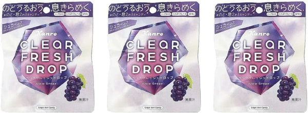 【まとめ買い】 クリアフレッシュドロップ グロウグレープ 15g 小袋 のど飴 ミントキャンディ リフレッシュキャンディ (3袋)