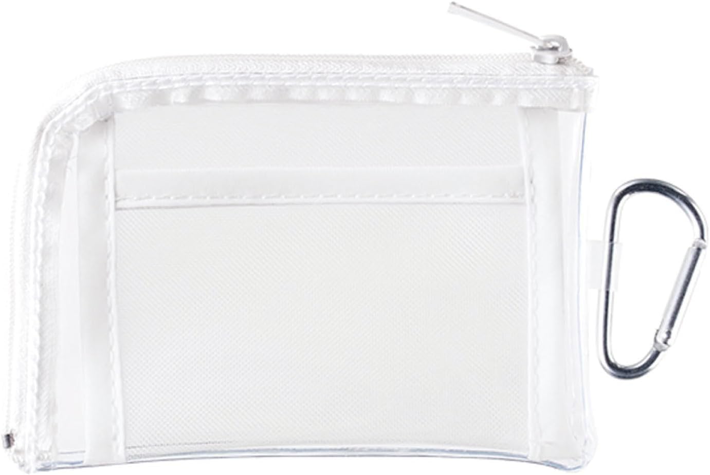 Clear Mini Pouch with Carabiner | Pressurikatsu Goods, Trading Card, Aksta, Can Badge Storage, Push Color, Mesh Pocket, Idol, Anime, Ota-Katsu, Showing Pouch,, white, Simple