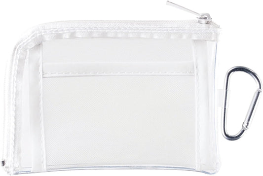 Clear Mini Pouch with Carabiner | Pressurikatsu Goods, Trading Card, Aksta, Can Badge Storage, Push Color, Mesh Pocket, Idol, Anime, Ota-Katsu, Showing Pouch,, white, Simple