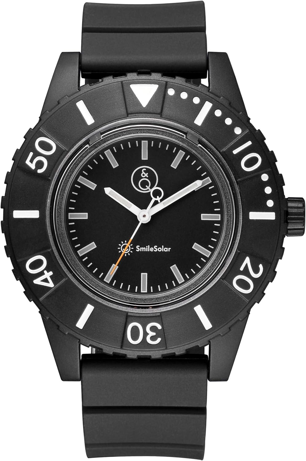 Q&Q SmileSolar RP30-002 Men's Solar Analog Divers Waterproof Urethane Strap Wrist Watch Black