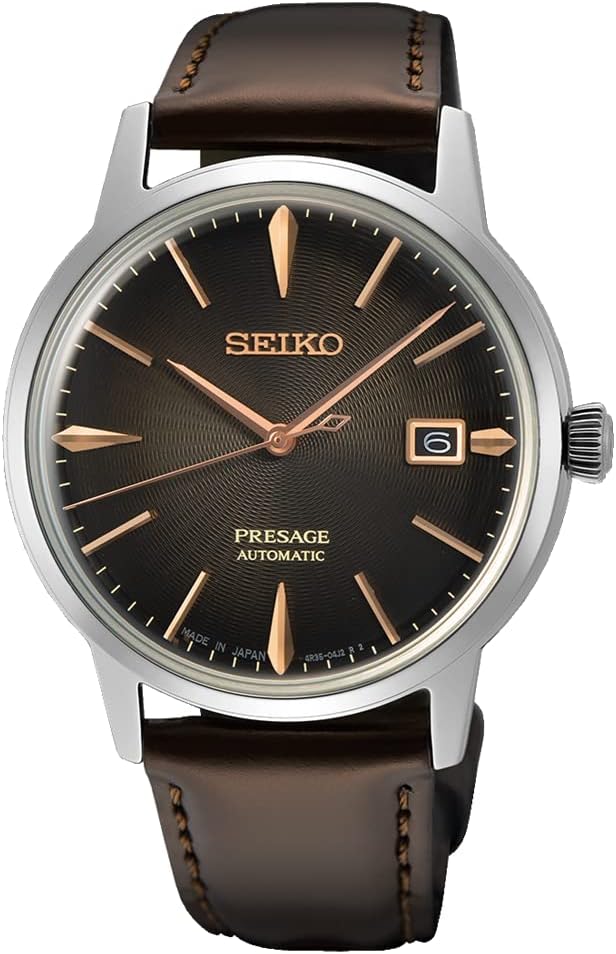 Seiko Presage Cocktail Time Irish Coffee SRPJ17J1, Gray and Light Black., Strap, Grey and light black, Strap