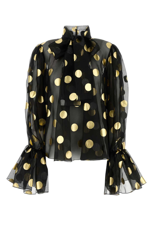 Dolce  Gabbana ドルチェ＆ガッバーナプリントオーガンザブラウス - Image 1