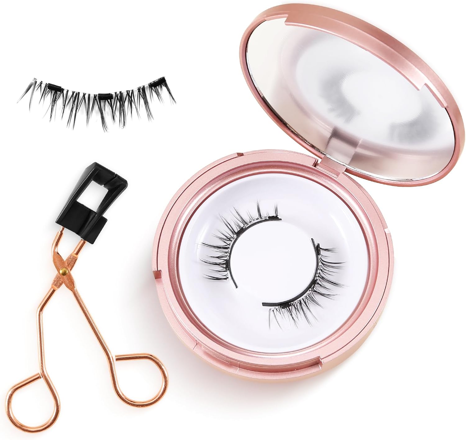 Boobeen つけまつげマグネットアイラッシュは、接着剤にさよなら、簡単に取り付け、再利用が容易です コンパクトな収納ボックスで持ち運びが可能、無料の取り付けツール付き、3秒で電動アイメイクができます！