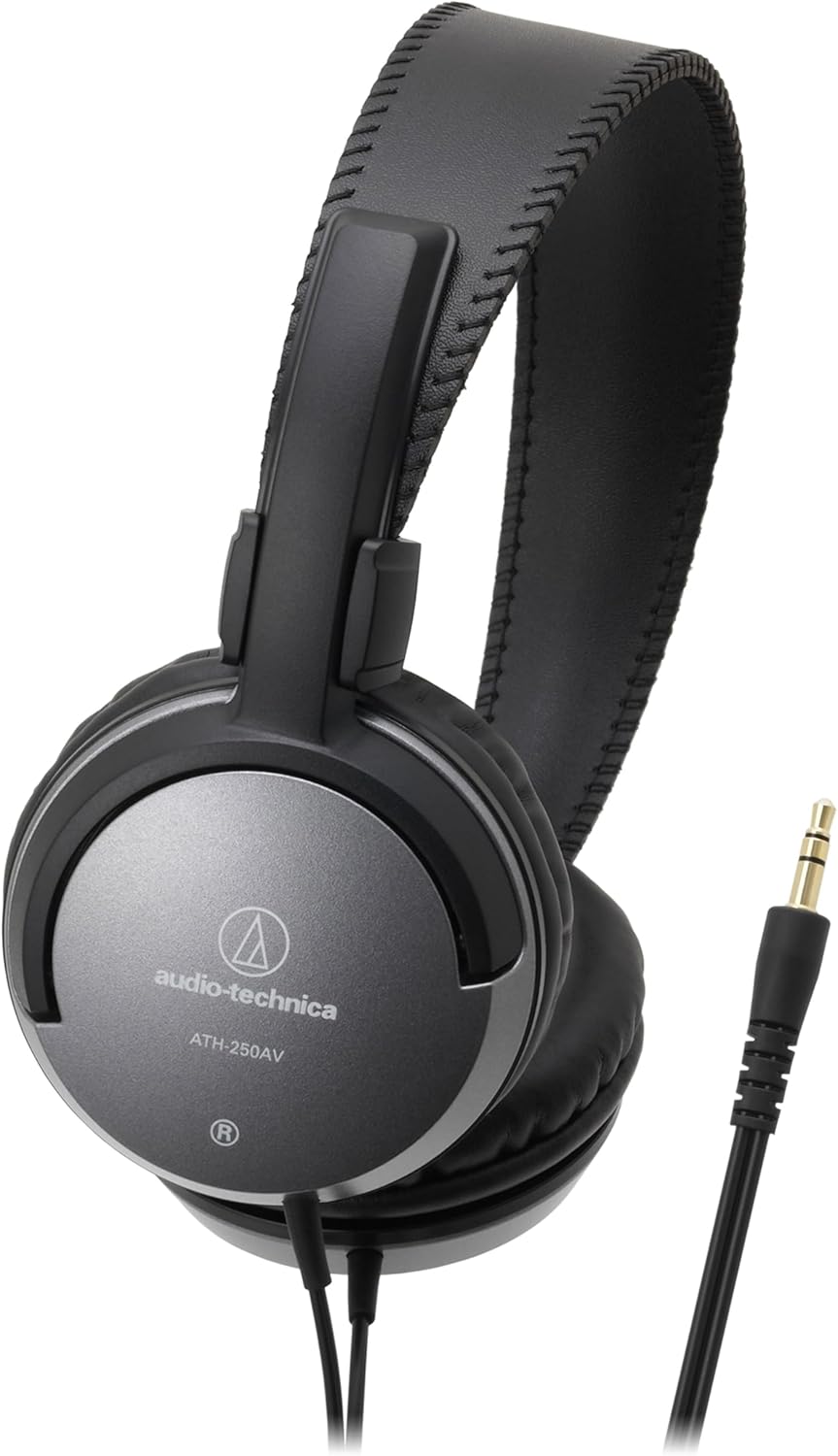 Audio-Technica ATH-250AV Wired Headphones for Watching Music and Movies, Lightweight, 3.5mm Connection, Black