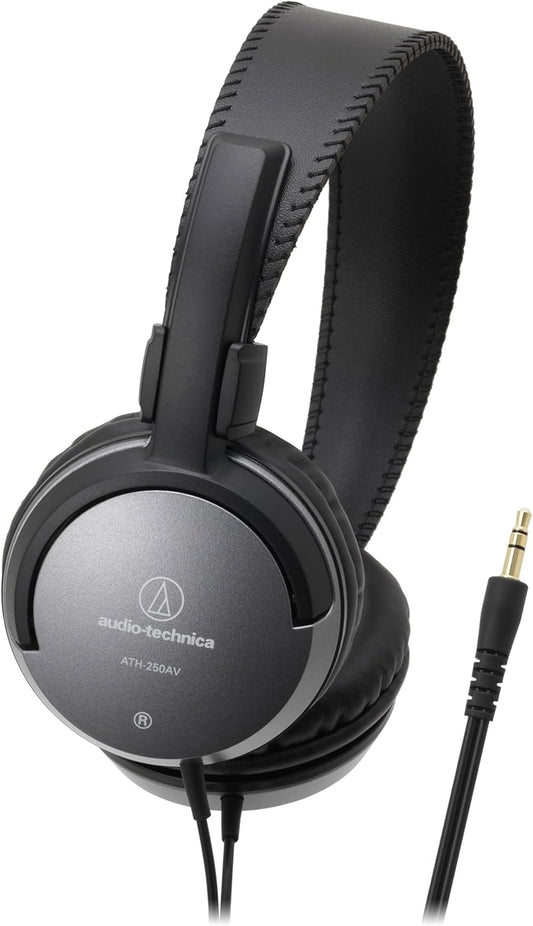 Audio-Technica ATH-250AV Wired Headphones for Watching Music and Movies, Lightweight, 3.5mm Connection, Black