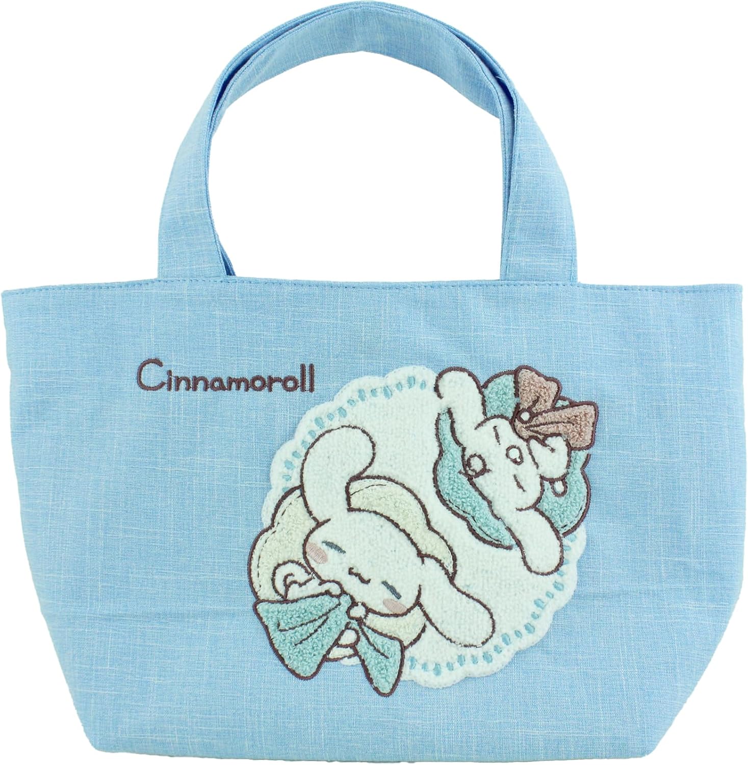 Yasuda Trading Sagara Embroidered Tote Bag, Cinnamoroll, Blue 619