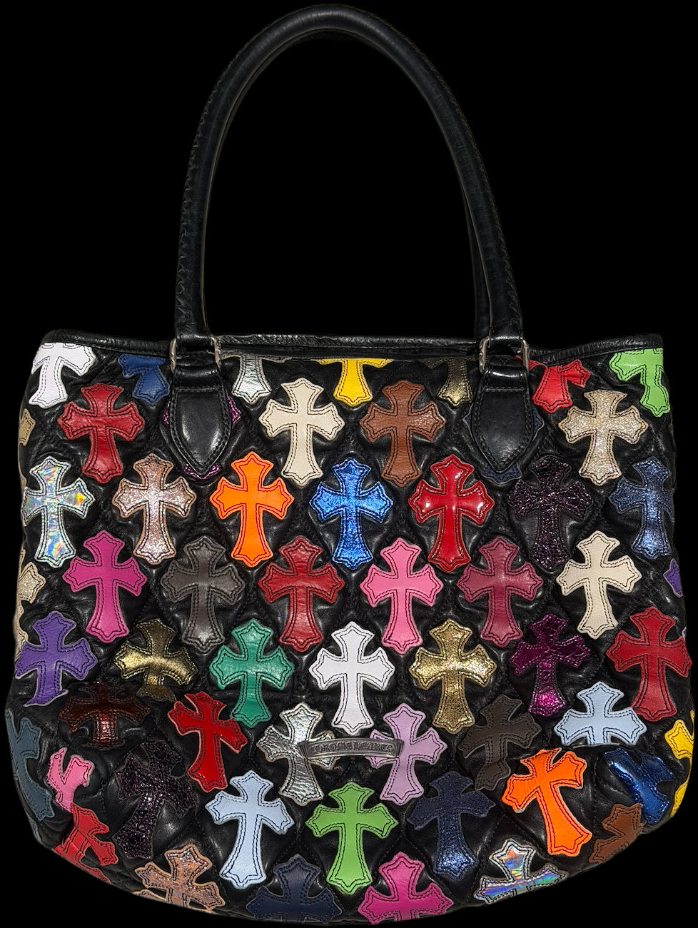 CHROME HEARTS 'MULTICOLOR CEMETERY' QUILTED LEATHER TOTE BAG