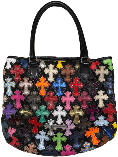 CHROME HEARTS 'MULTICOLOR CEMETERY' QUILTED LEATHER TOTE BAG